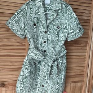 C/MEO Collective Green Patterned Midi Dress